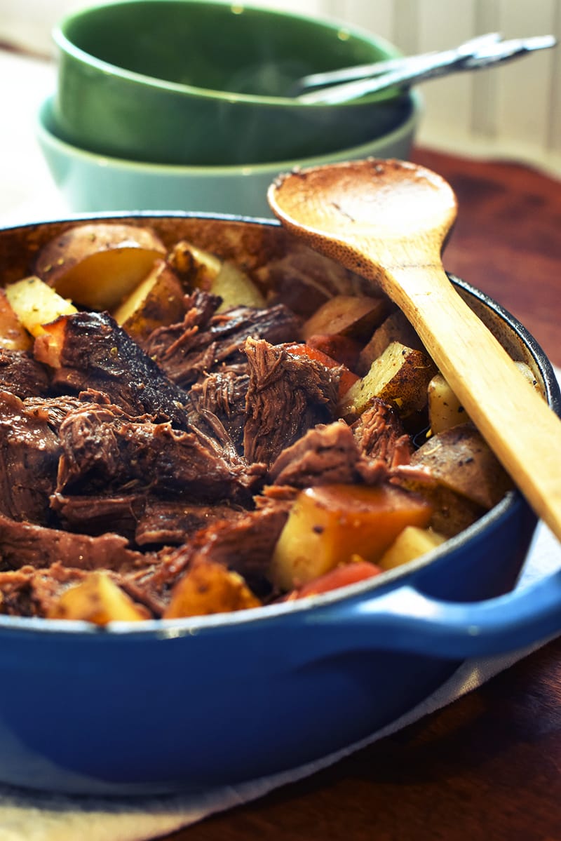 Beef oven pot roast with red wine