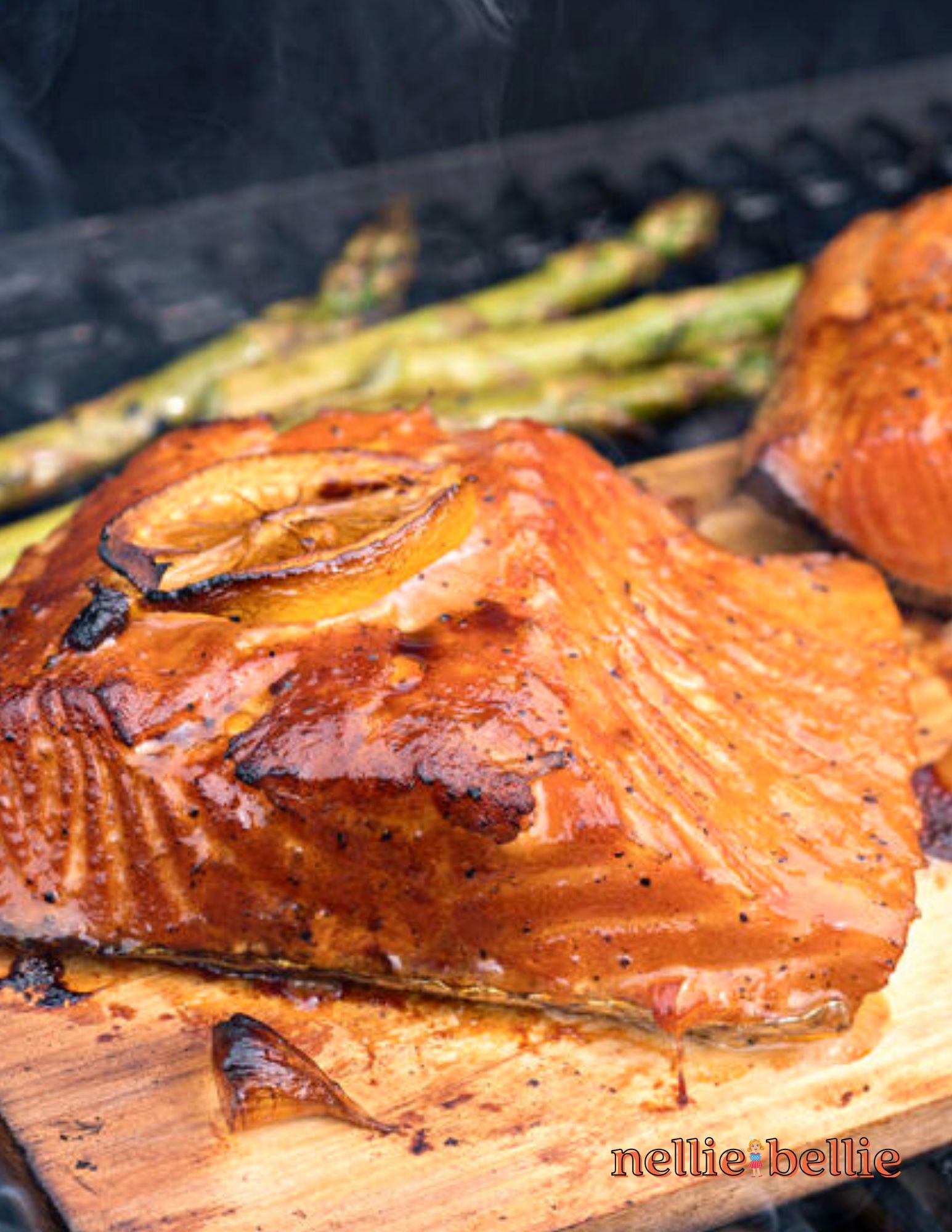 salmon on a cedar plank being grilled