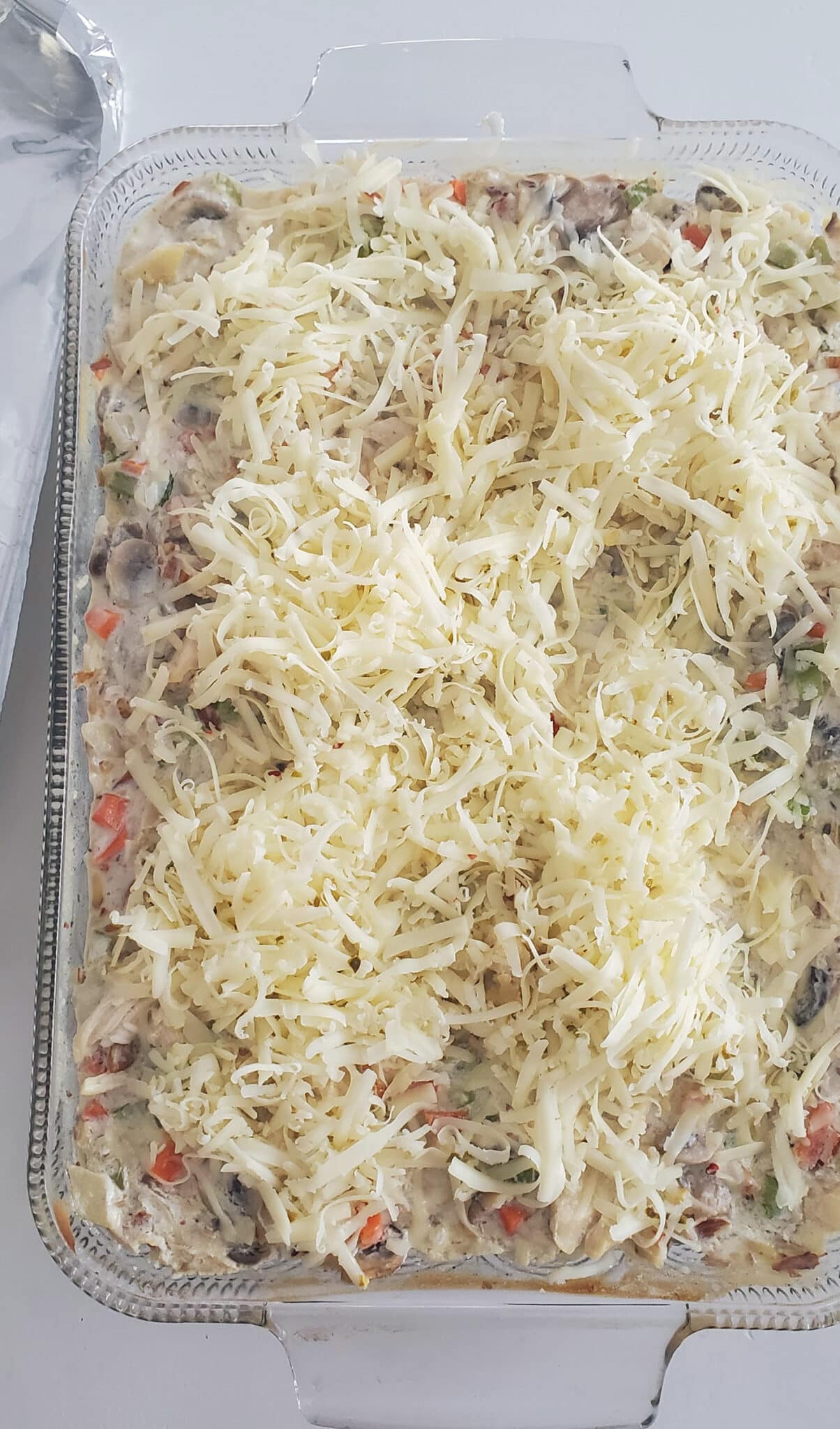 top the hotdish with cheese 