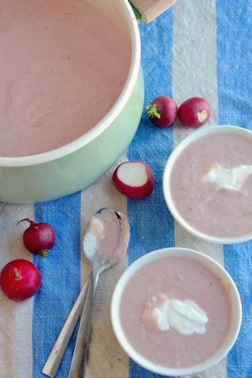 Creamy radish soup recipe is easy to make, and a great use of the lowly radish! This will become your favorite way to use radishes!