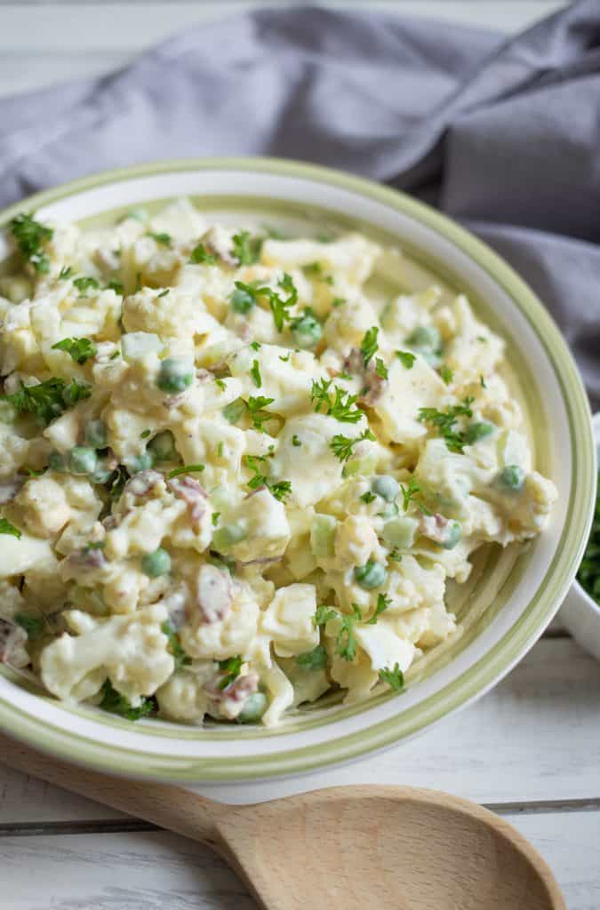 Cauliflower potato salad is delicious and easy to make! It tastes so much like the real thing you won't believe it!