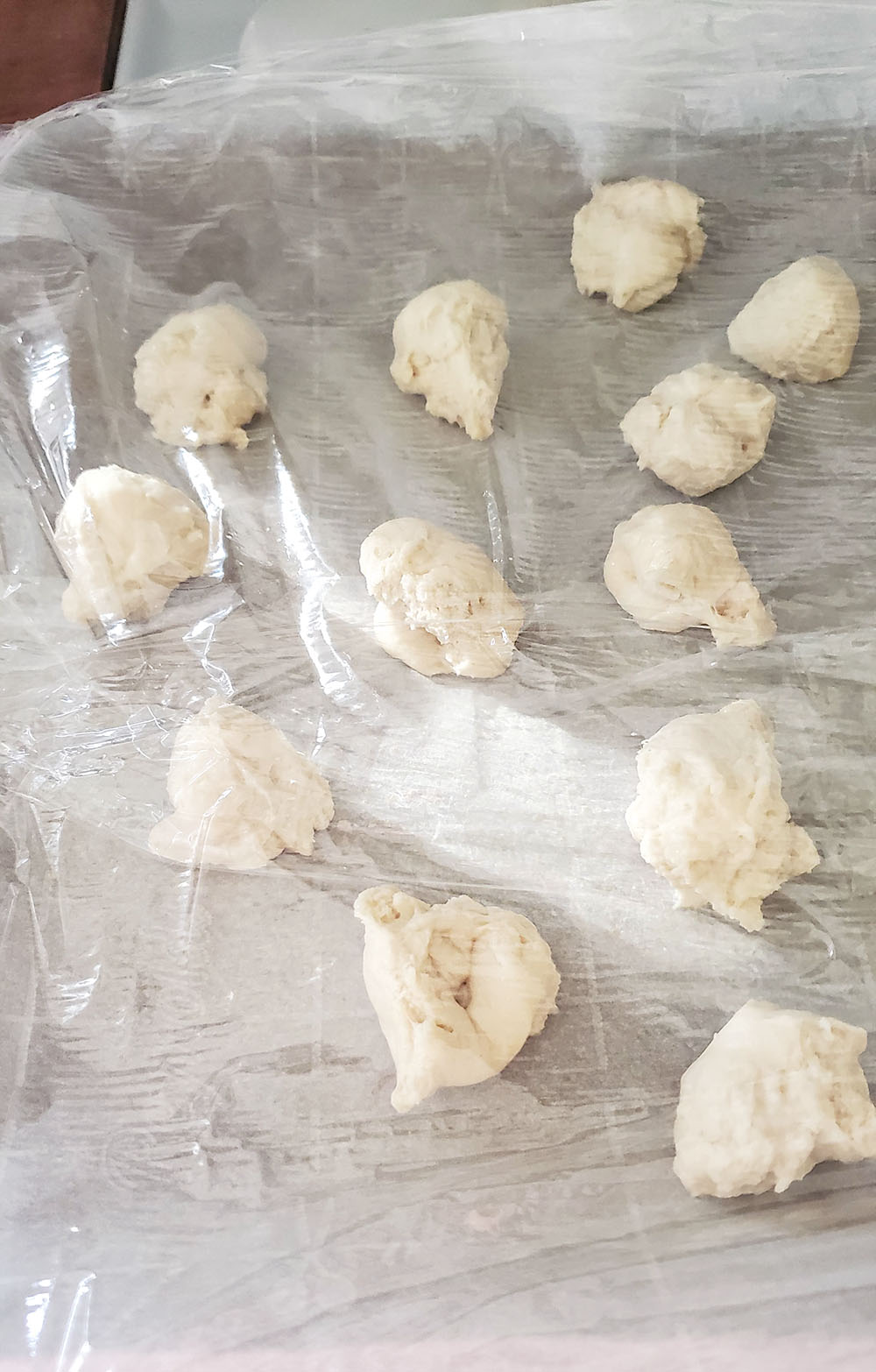 little balls of bread dough waiting for the air fryer.