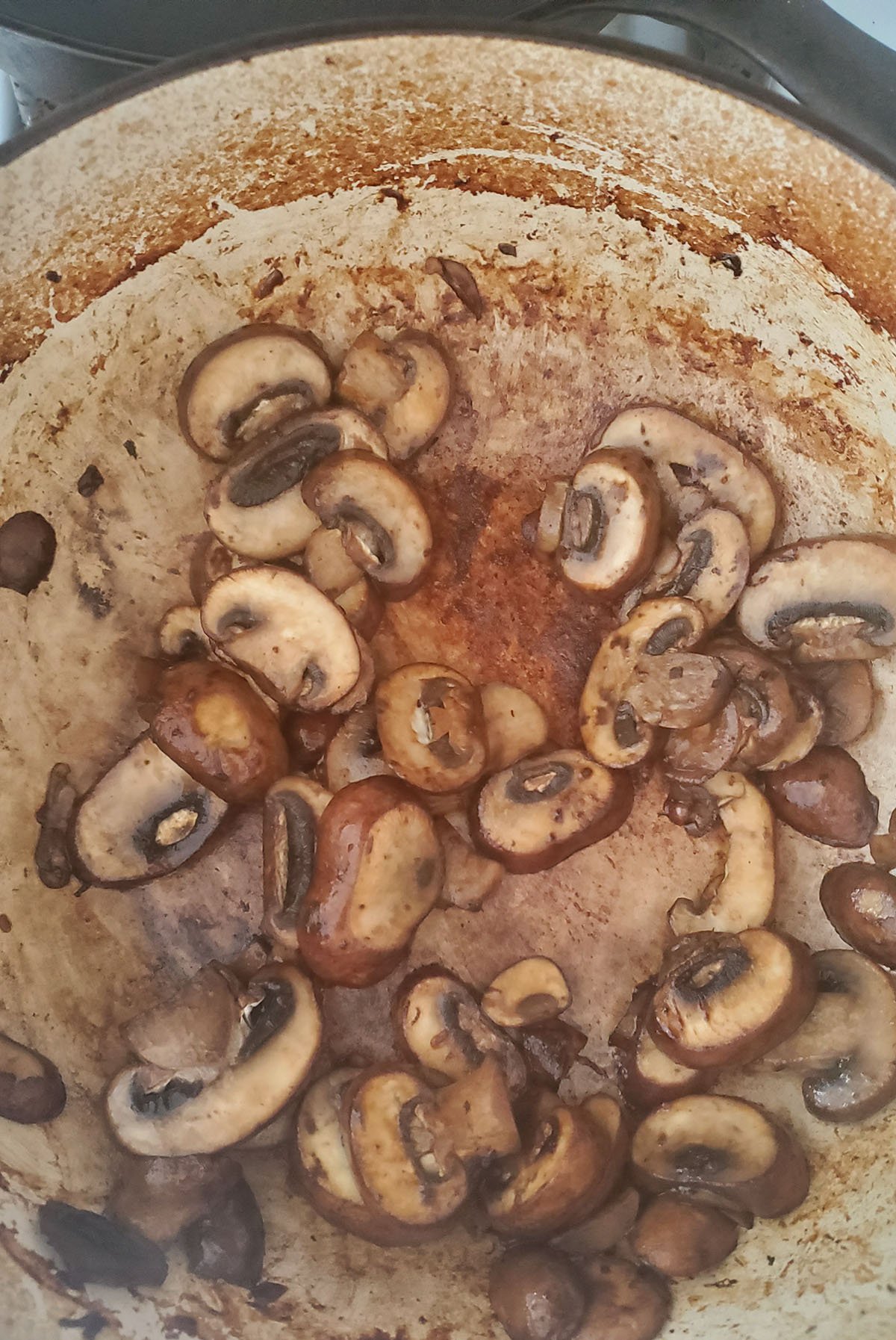 browned mushrooms